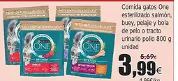 FROIZ Comida gatos One esterilizado salmón, buey, pelaje y bola de pelo o tracto urinario pollo oferta