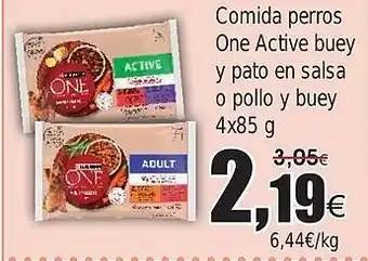 FROIZ Comida perros One Active buey y pato en salsa o pollo y buey oferta