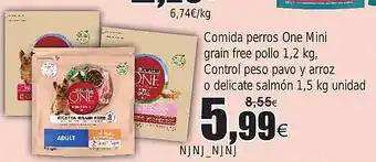 FROIZ Comida perros One Mini grain free pollo Control peso pavo y arroz o delicate salmon oferta