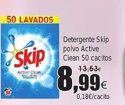 FROIZ SKIP Detergente polvo Active Clean 50 cacitos oferta