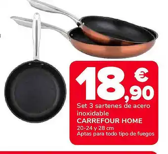 Supeco CARREFOUR HOME Set 3 sartenes de acero inoxidable oferta