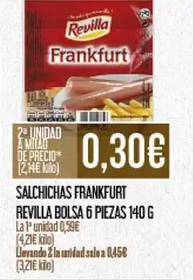 Claudio Salchichas frankfurt revilla bolsa 6 piezas oferta