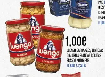 Claudio LUENGO garbanzos, lentejas o alubias blancas cocidas frasco oferta