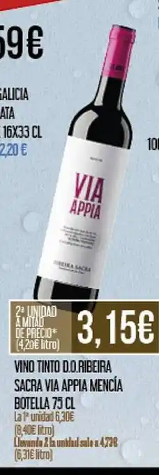 Claudio Vino tinto d.o.ribeira sacra via appia mencía oferta
