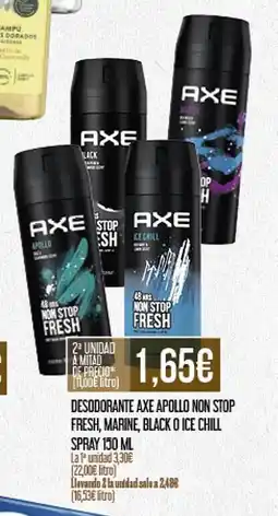 Claudio Desodorante axe apollo non stop fresh, marine, black o ice chill spray oferta