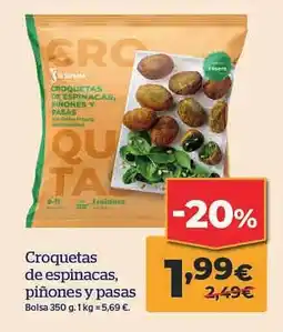 La Sirena Croquetas de espinacas, piñones y pasas oferta