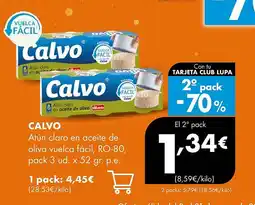 Supermercados Lupa CALVO Atún claro en aceite de oliva vuelca fácil oferta