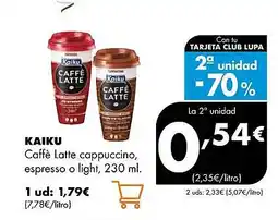 Supermercados Lupa KAIKU Caffè Latte cappuccino, espresso o light oferta