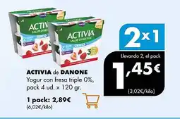 Supermercados Lupa ACTIVIA DE DANONE Yogur con fresa triple 0%, oferta