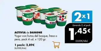 Supermercados Lupa ACTIVIA DE DANONE Yogur con frutos del bosque, fresa o pera oferta