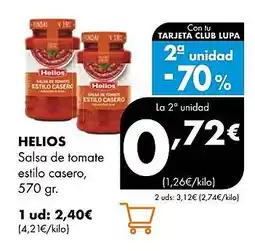 Supermercados Lupa HELIOS Salsa de tomate oferta