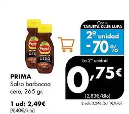 Supermercados Lupa PRIMA Salsa barbacoa cero oferta