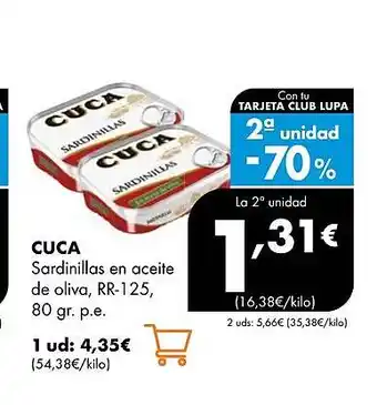Supermercados Lupa CUCA Sardinillas en aceite de oliva oferta