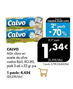 Supermercados Lupa CALVO Atún claro en aceite de oliva oferta