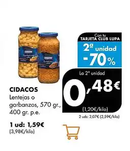 Supermercados Lupa CIDACOS Lentejas o garbanzos oferta