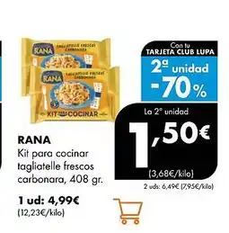 Supermercados Lupa RANA Kit para cocinar tagliatelle frescos carbonara oferta