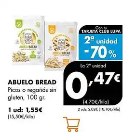 Supermercados Lupa ABUELO BREAD Picos o regañás sin gluten oferta