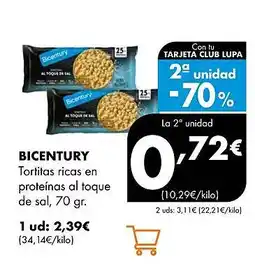 Supermercados Lupa BICENTURY Tortitas ricas en proteínas al toque oferta