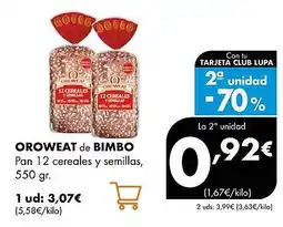 Supermercados Lupa OROWEAT DE BIMBO Pan 12 cereales y semillas oferta