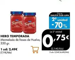 Supermercados Lupa HERO TEMPORADA Mermelada de fresas de Huelva oferta
