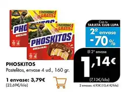 Supermercados Lupa PHOSKITOS Pastelitos, envase 4 ud. oferta
