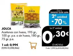 Supermercados Lupa JOLCA Aceitunas con hueso oferta