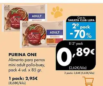 Supermercados Lupa PURINA ONE Alimento para perros mini adult pollo-buey oferta