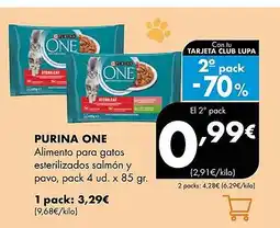 Supermercados Lupa PURINA ONE Alimento para gatos esterilizados salmón y pavo oferta