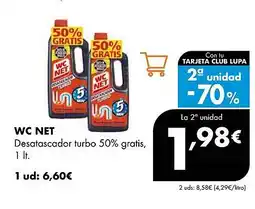 Supermercados Lupa WC NET Desatascador turbo 50% gratis oferta