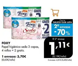 Supermercados Lupa FOXY Papel higiénico seda 3 oferta