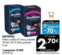 Supermercados Lupa DRYNITES Niñas o niños 4-7 años, paquete oferta