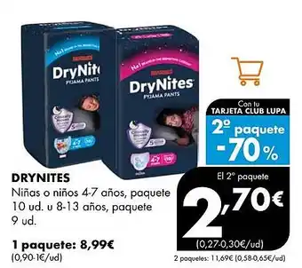 Supermercados Lupa DRYNITES Niñas o niños 4-7 años, paquete oferta