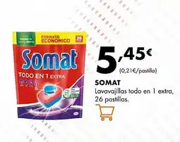 Supermercados Lupa SOMAT Lavavajillas todo en 1 extra, 26 pastillas oferta