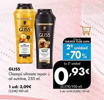 Supermercados Lupa GLISS Champú ultimate repair u oferta