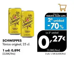 Supermercados Lupa SCHWEPPES Tónica original oferta