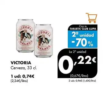 Supermercados Lupa VICTORIA Cerveza oferta