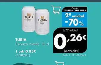 Supermercados Lupa TURIA Cerveza tostada oferta