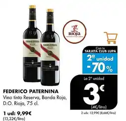 Supermercados Lupa FEDERICO PATERNINA Vino tinto Reserva, Banda Roja, D.O. Rioja oferta