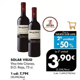 Supermercados Lupa SOLAR VIEJO Vino tinto Crianza, D.O. Rioja oferta