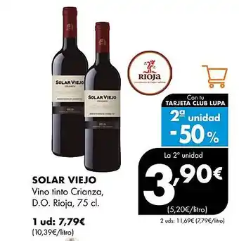 Supermercados Lupa SOLAR VIEJO Vino tinto Crianza, D.O. Rioja oferta