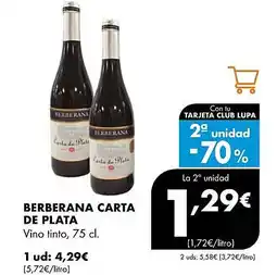 Supermercados Lupa BERBERANA CARTA DE PLATA Vino tinto oferta