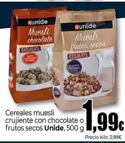 UDACO UNIDE Cereales muesli crujiente con chocolate o frutos secos oferta