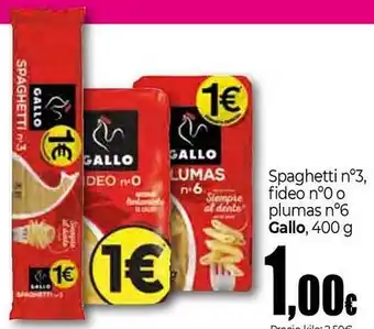 Unide Market GALLO Spaghetti n°3, fideo nº0 o plumas n°6 oferta