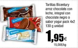 Cash FROIZ Tortitas Bicentury arroz chocolate con leche, integral con chocolate negro o sabor yogur oferta