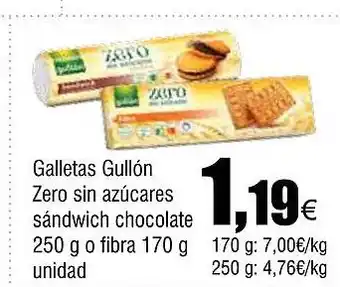 Cash FROIZ Galletas Gullón Zero sin azúcares sándwich chocolate oferta