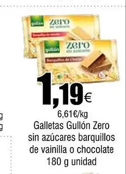 Cash FROIZ Galletas Gullón Zero sin azúcares barquillos de vainilla o chocolate oferta