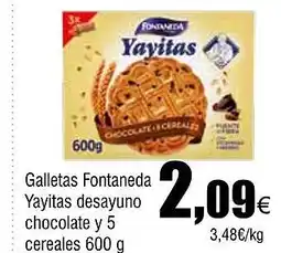 Cash FROIZ Galletas Fontaneda Yayitas desayuno chocolate y 5 cereales oferta
