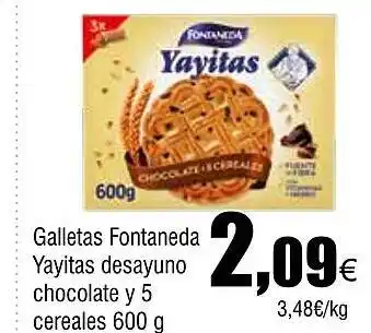 Cash FROIZ Galletas Fontaneda Yayitas desayuno chocolate y 5 cereales oferta