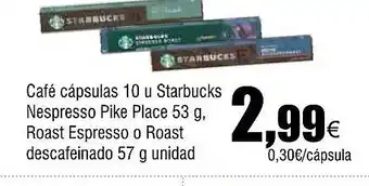 Cash FROIZ STARBUCKS Café cápsulas 10 u oferta