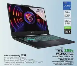 El Corte Inglés MSI Portátil Gaming oferta